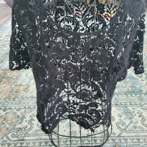 Say What? Black Crochet Crop Top